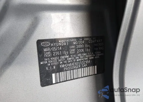 2014 Hyundai Elantra Se from USA, damaged, VIN KMHDH4AE6EU152954